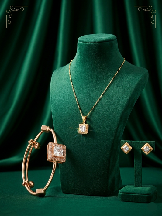 Celestial Square Zirconia 3-Piece Set