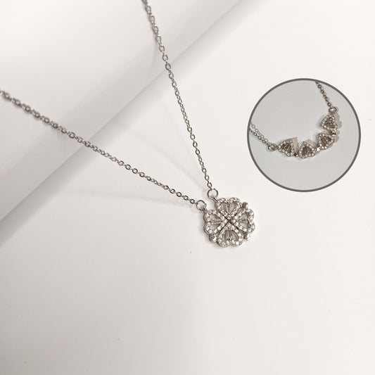 Magnetic Four-Leaf Clover Heart Necklace